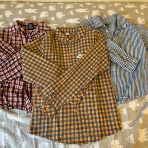 Boy 7T spring wardrobe 3 plaid shirts multi-brand (Ralph Lauren/Greendog)